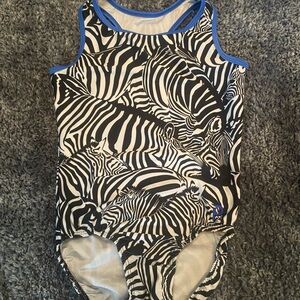 Plum Practicewear, AM, Black & White Zebra Print Racerback Leo